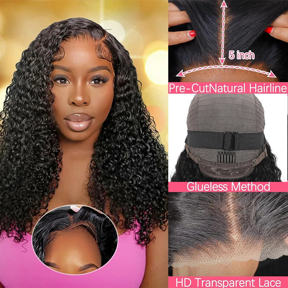 12A 100% Human Hair Water Wave Brazilian Virgin Hair Wig 200% Density 5X5 Water Curly Lace Closure Glueless Wig with Baby Hair