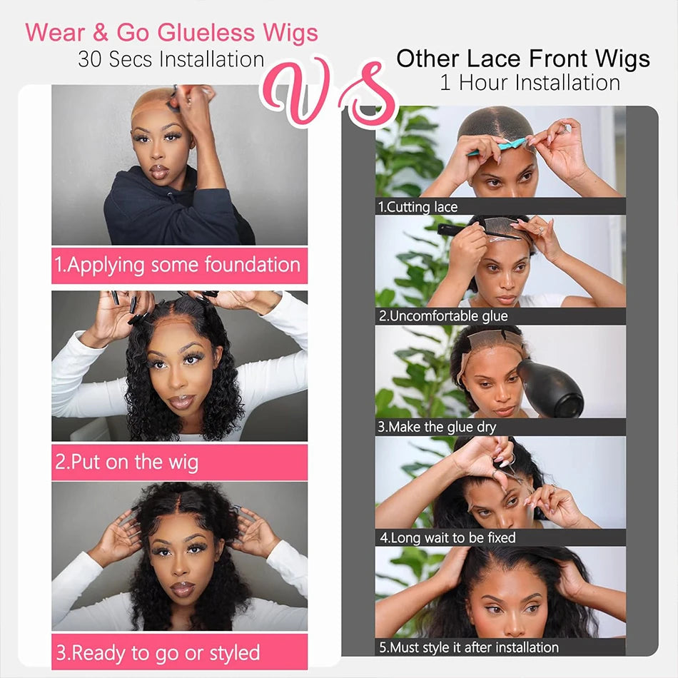 12A 100% Human Hair Water Wave Brazilian Virgin Hair Wig 200% Density 5X5 Water Curly Lace Closure Glueless Wig with Baby Hair
