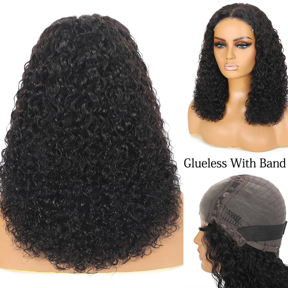 12A 100% Human Hair Water Wave Brazilian Virgin Hair Wig 200% Density 5X5 Water Curly Lace Closure Glueless Wig with Baby Hair